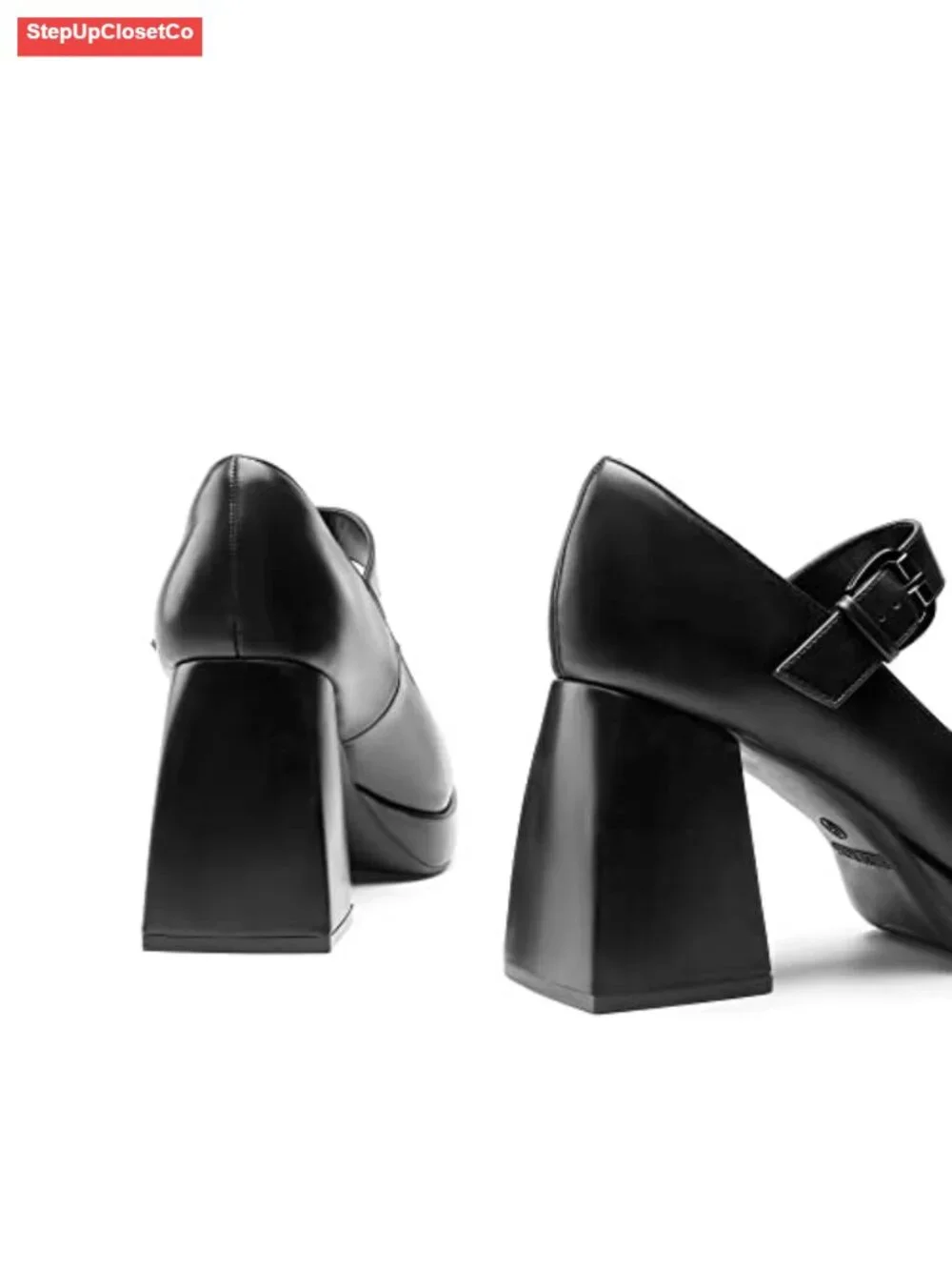 Mary Jane Platform Chunky High Heels Square Toe PU
